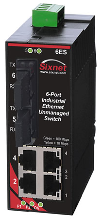[SLX-6ES-5SC] SLX Series, 6-Port, Sixnet SLX-6ES Unmanaged Industrial Ethernet Switch, SC 20km