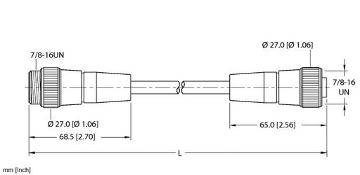[U2-15076] Turck Power Cordset, Extension Cable (RSM RKM 34-2M)