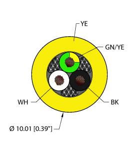 [RF50536] Turck Flexible Service Cable, Reelfast™ Bulk Cable (YEL,PVC,3X16,STOOW,MSHA)