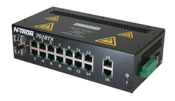 [7018TX] N-TRON  Managed Industrial Ethernet Switch 16 PORTS Up to Two (2) RJ-45 Gigabit Copper Ports (optional)