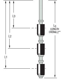 [W1128422] LS800PVC-1-BN-SPST-20-GR2-3 L0 = 25", L1= 22.5"NO, L2 = 5.5"NO, L1 = 2"NO, 120" Leads