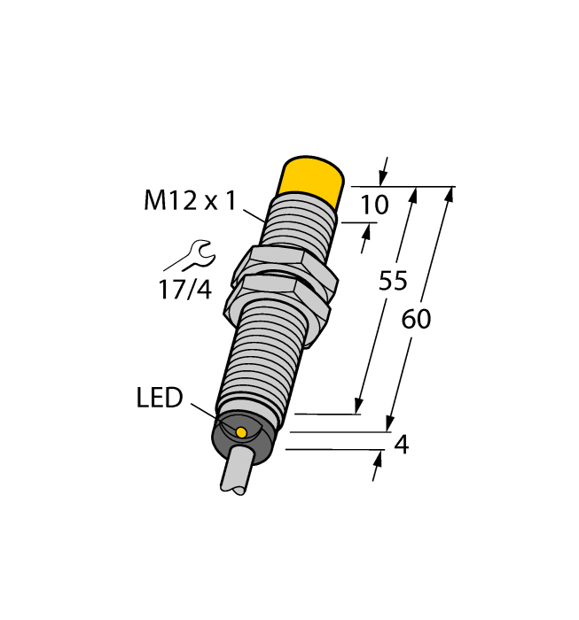 [1303297] NI4-M12-AZ31X/S516 7M NO 2 WIRE AC/DC SENSOR 4mm SENSING RG, LED ON SIDE OF SENSOR BARREL, 7M CABLE