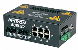[508FX2-ST] 500 Series, 8-Port, N-Tron 508FX2 Unmanaged Industrial Ethernet Switch, ST 2km