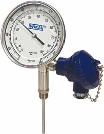 [52936316] WIKA TWIN-TEMP THERMOMETER 5" DIAL, ADJUSTABLE ANGLE, 2-1/2" INSERTION, TYPE J T/C WITH 4/20MADC TRANSMITTER O/P, RANGE 0-100C