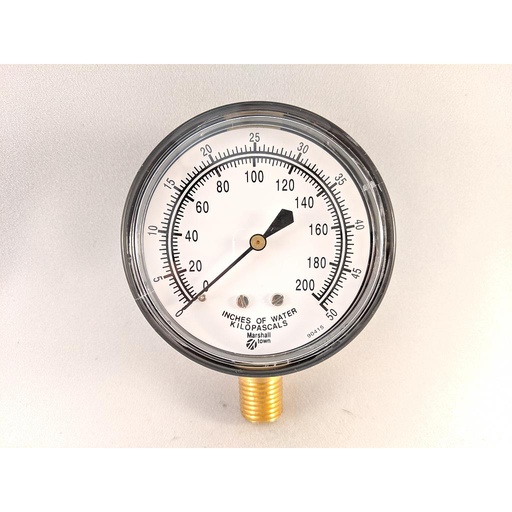 [G22697] PRESSURE GAUGE, 2.5" DIAL, 1/4" NPT BOTTOM CONNECT, 0-300" H2O