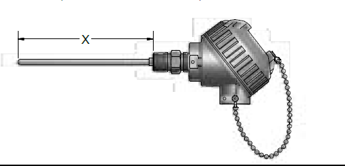 [J68U-023(1/2)-00-8HN31] PYROMATION TYPE J THERMOCOUPLE, UNGROUNDED, 3/8" DIAMETER, 23 1/2" SHEATH, NO FITTINGS, ALUM SCREW COVER