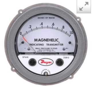 [605-10] Magnehelic Differential Pressure Transmitter, 4-20mA Output, 0-10 inches H2O Range