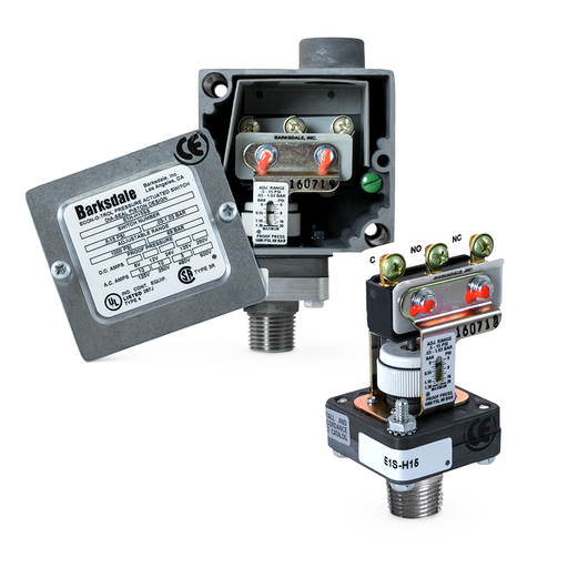 [E1H-H250] Barksdale E1H Dia-Seal Piston Pressure Switch, Housed, 10-250 PSI, 10 Amps @ 125/250 VAC; 3 Amps @ 480 VAC, 10 to 250 psi, 1/4" NPTF