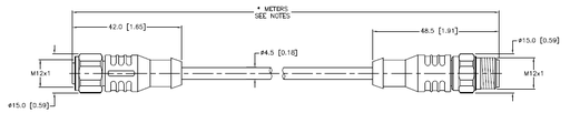 [U-34795] Turck Washdown Cordset, Extension Cordset (WD-RKCV 4.5T-1-RSCV 4.5T)
