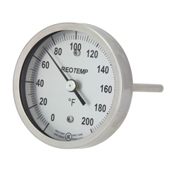 [AA0254F43-PY] Bi-Metal Thermometer, 3&quot; Dial, 1/4&quot;NPT Back Connect, 2.5&quot; Stem, 0-200 F, Polycarbonate Window