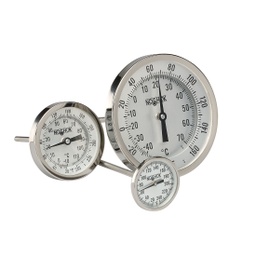 [30-110-025--40/160-F/C-LL] 100 Series Industrial Type Bimetal Thermometer, 40 to 160 °F, 1/2&quot; NPT, 2.5&quot; Stem Len, 0.250&quot; Stem Diam, Polycarbonate Lens