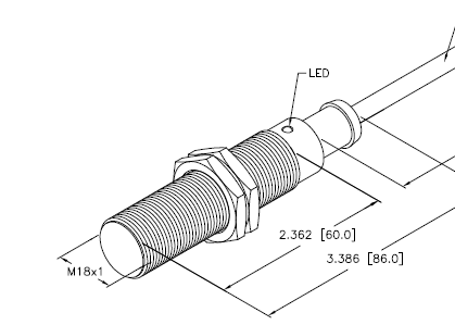 [43120] BI5-M18T-AZ3X Inductive Sensor 2-Wire Normally Open 20-250vac/dc
