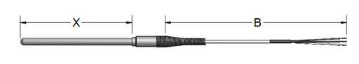 [RBF185L382-001-00-18-F3B010-0] Pyromation RTD Spring-Loaded Assembly, Single 2-Wire, 3/16" OD, 1" Sheath, 10" Fiberglass Leads, No Heat Shrink