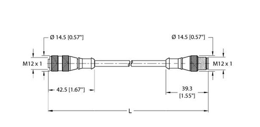 [U2198-01] Turck Actuator and Sensor Cordset, Extension Cable (RK 4.4T-15-RS 4.4T)