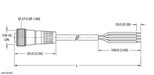 [U2-15307] Turck Power Cordset, Connection Cordset (RKM 44-2M/S4000)