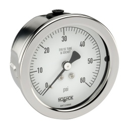 [25-510-100-psi-SPMC] 500 Series Stainless Steel Liquid Filled Pressure Gauge, 0 psi to 100 psi, 304SS Panel Mount Clamp
