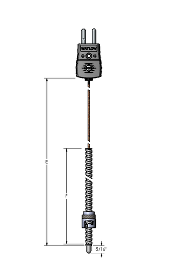 [2183-1072] Watlow Style 12 Termocouple, Type "J", 12Djkgb048D, 48Inch