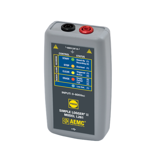 [2126.05] AEMC Simple Logger® II Model L261 (1-Channel, TRMS, 600VAC/DC, DataView® Software)