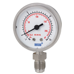 [52943687] 230.25 Series High Purity Pressure Gauge, 2&quot; Dial, -30inHG/200PSI, 1/4&quot; Swivel Male Face Seal, 9/16-18 UNF