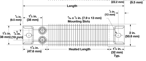 [SGA1J5JY2] Watlow 375 Strip Heater, 1.50"W x 5.50"L, Finned, Parallel, 120V, 125W