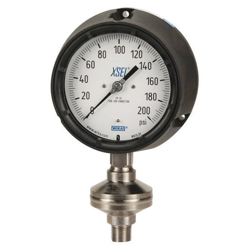 [52956137] WIKA M933.D1-U-PG310#-UA-P2MC1C1ZZ-D0B2-ZZZZZ ALL WELDED SYSTEM 4.5" DIAL, GLYCERINE FILL, SS , 0-15PSI, 2ND SCALE FTH2O, 1/2" LOWER MOUNT, SEAL SS UPPER AND LOWER, SILCONE FILL, SS DIAPHRAGM, NO FLUSHING