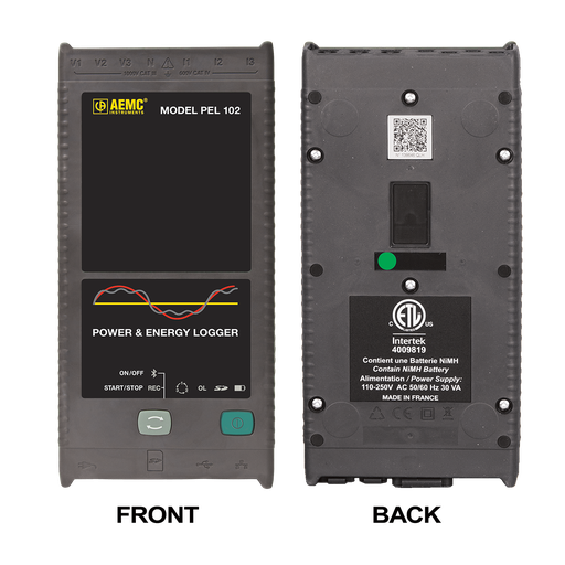 [2137.51] AEMC Power & Energy Logger Model PEL 102 (No LCD, w/3 MA193-10-BK Sensors) {ETL} Replaced by Cat #2137.53