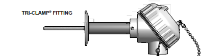 [R5T285L88R483-06-CIP-4-5-63] Pyromation CIP Sanitary Reduced-Tip RTD, Dual 3-Wire, 6" Immersion, 1/2" > 1/4" Tip, PP Head, 3" OD, SS CIP Tri-Clamp