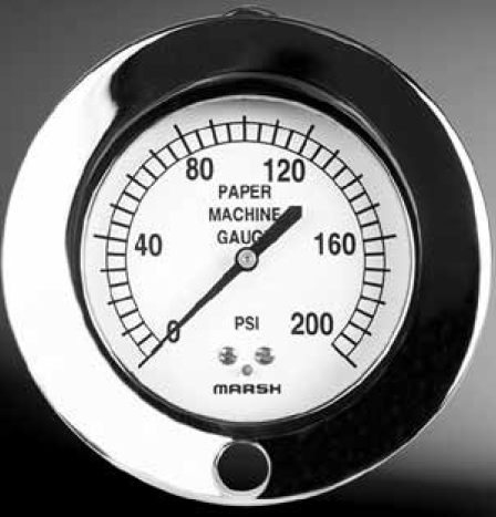 [W6048] PAPER MACHINE GAUGE 3.5" DIAL, 1/4" NPT LBM, 0-100 PSI, CHROME CASE