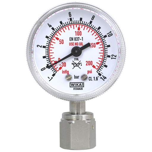[50329049] Wika UHP, 230.15.2" -30 inHg/+160 psi 1/4" Swivel Male Face Seal, 9/16-18UNF