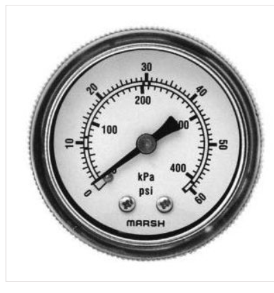 [J8805] PRESSURE GAUGE 0-30" VAC, 3.5" DIAL, STEEL CASE, 1/4" BACK CONNECTION U-CLAMP, 20% ACCURACY