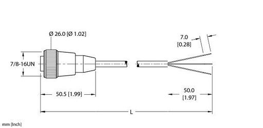 [U2029-1] Turck Actuator and Sensor Cordset, Connection Cable (RKM 30-4M/S90)