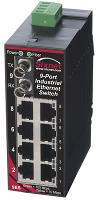 [SLX-9ES-3ST] SLX Series, 9-Port, Sixnet SLX-9ES Unmanaged Industrial Ethernet Switch, ST 20km