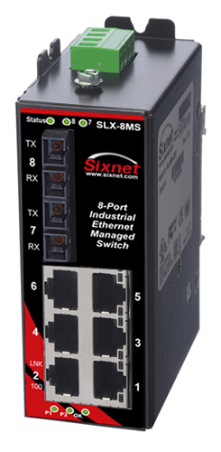 [SLX-8MS-4SC] SLX Series, 8-Port, Sixnet SLX-8MS Managed Industrial Ethernet Switch, SC 4km