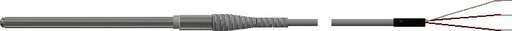 [R5T185L483-004-00-15-T3120-2] Pyromation RTD Spring-Loaded Assembly, Single 3-Wire, 1/4" OD, 4" Sheath, 120" FPM Leads (2" Split, 1/4" Stripped) w/Relief Spring