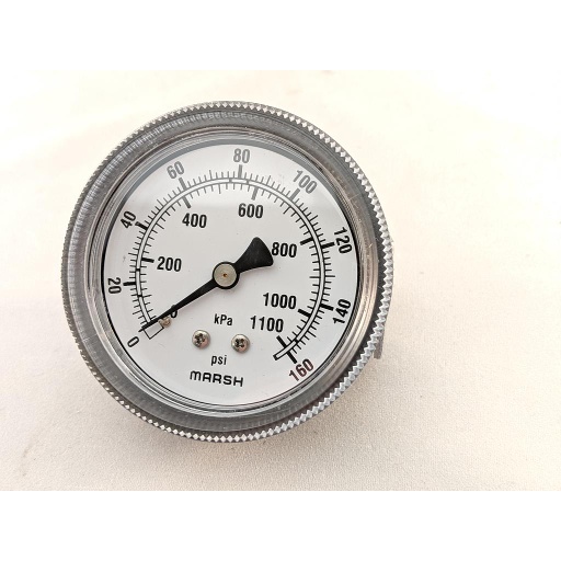 [J5052] Pressure Gauge 0-160 psig 2.5"dial 1/8" Center Back Mt, 2% Accy.