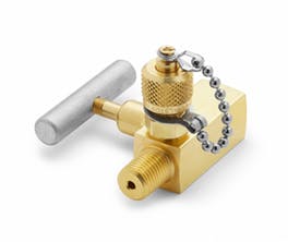 [QTVF-000B] Shut-off valve - 1/4" MNPT x 1/4" FNPT with male QT test port, brass
