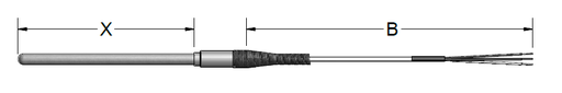 [J48U-005(3/4)-304-15-T3A042-4] 7" Fixed Sheath RTD 100 OHM PT, 3" Leads
