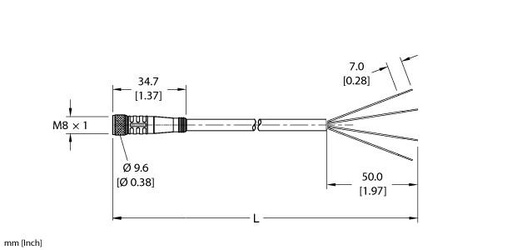 [U0927-82] Turck Actuator and Sensor Cordset, Connection Cable (PKG 4M-15/S90/S101)