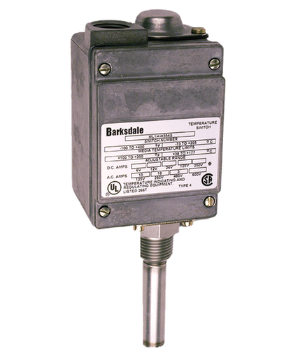 [L2H-H202-WS] Barksdale Temperature Switch, Dual Set Point, UL, NEMA 4 Enclosure, 15°F-140°F Range, w/316 SS Thermowell