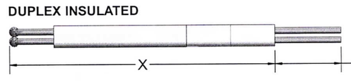 [JJ8C-33-0] PYROMATION TYPE J DUPLEX TC 8GA OVAL INSULATORS,  33" LENGTH, STANDARD WELD