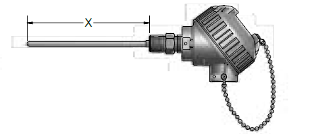 [J48U-005(1/2)-00-8HN31] TYPE K GROUNDED THERMOCOUPLE, 2.5" PROBE WITH ALUMINUM HEAD