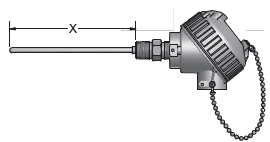 [J48U-004-00-8HN23-T3B180-2] TYPE J T/C 2"SHEATH 316 SS, 1/2 X 1/2" SS HEX NIPPLE, ALUMINUM SCREW COVER HEAD, 1/4" DIAMETER SHEATH