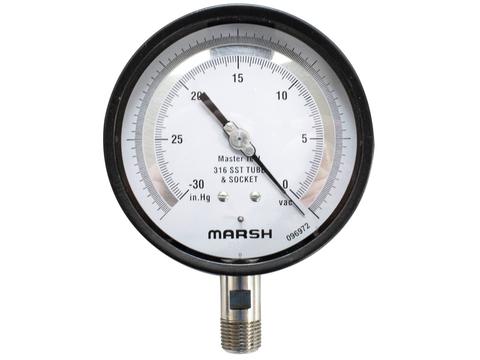 [D5254] Marsh Test Gauge 4.5" Dial, 1/4" NPT LM, 0-200 PSI, .5% Accuracy, SS Internals, Steel Plain Case