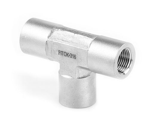 [SS-PT-NS8] 316 SS, FITOK 6 Series Pipe Fitting, Female Tee, 1/2 Female NPT
