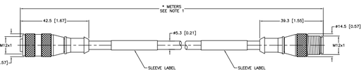 [U-24722] Turck Double-ended Cordset, Straight Female Connector to Straight Male Connector (RK 4.4T-4-RS 4.4T/CS12047)