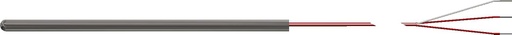 [R1T185L483-006-00-18-F3J012-2] Pyromation RTD Assembly, Single 3-Wire, 1/4" OD x 6" Sheath, 12" Fiberglass Leads (2" Split, 1/4" Stripped), No Heat Shrink