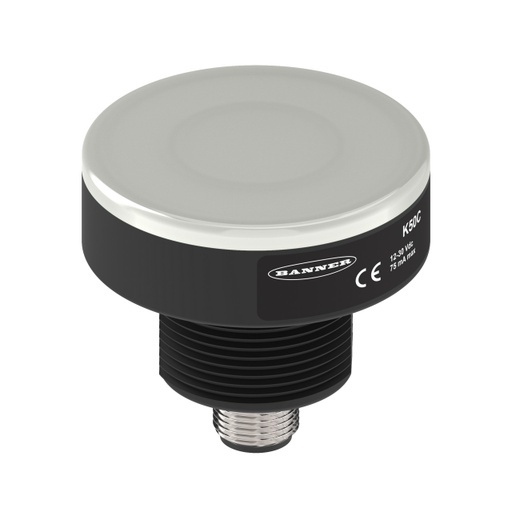 [809915] Banner K50 Compact Series: 2-Color Touch Sensor Gen 2; Latching Output; Voltage: 12-30 V dc; Housing: Polycarbonate; IP67 IP69K; Output: Bipolar (NO); Colors: Red - Not Activated, Green - Activated; 5-pin M12 Integral QD (K50CALBT2RGHQ)