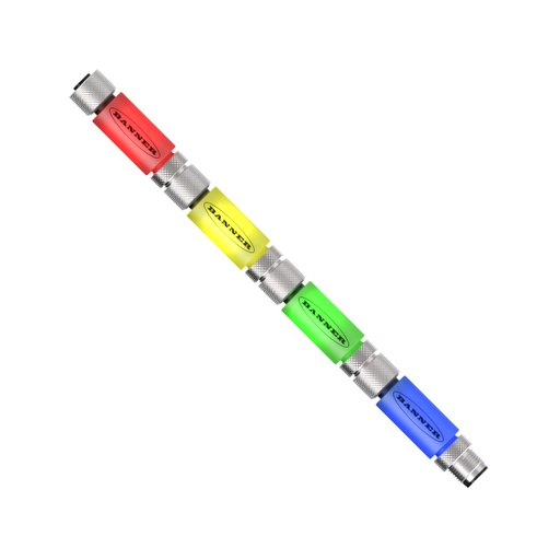 [812579] Banner TL15 Series Kit: 4-Color In-Line Status Indicator; Voltage: 12 or 24 V dc; Housing: PVC; IP67; Input: PNP; Colors: Blue, Green, Yellow, Red; Male-Female 5-pin M12 Integral QD (TL15BGYRQ)
