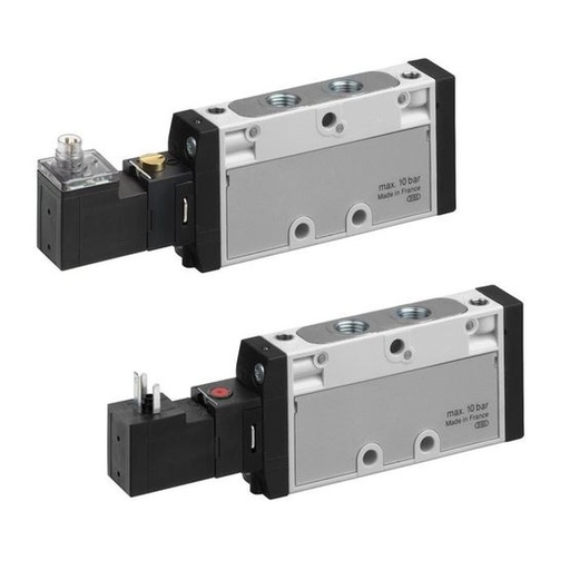 [0820060861] AVENTICS TC08 Series 5/2 Directional Valve, G 1/8 Plate/Pipe, ISO 15217 Plug, Spring/Air Spring Return, Man. Override w/o Detent