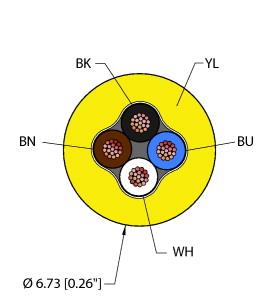 [RF50579] Turck Instrumentation Tray Cable, Reelfast™ Bulk Cable (YEL,PVC,4X18,ITC,MSHA,V2)
